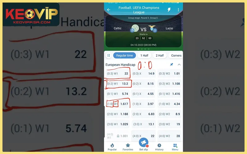 Đọc sai tỷ lệ chấp khiến lựa chọn cửa cược thiếu chính xác