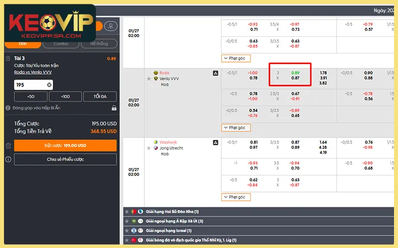 Ví dụ cách tính tiền cược kèo tài xỉu mốc tròn và mốc lẻ